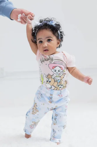 Miniatura 2 de Disney Pixar Toy Story - Conjunto de traje de 3 piezas para bebé niña con pantalones y diadema de Minnie Mouse de Rey León, recién nacido a bebé