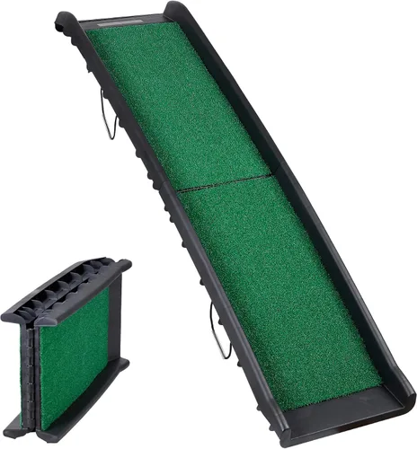 Rampa plegable para perros para coche, camión, SUV de 61 pulgadas, rampa portátil para mascotas con acolchado de césped para perros grandes,