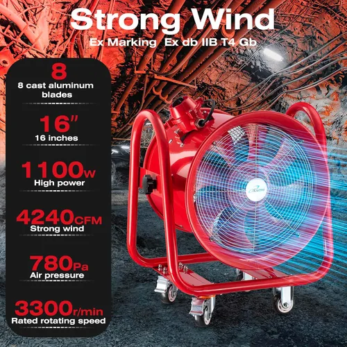 Miniatura 3 de iLiving - ILG8EF16EX - Soplador de alta velocidad a prueba de explosiones, extractor de humos, extractor portátil y ventilador ventilador