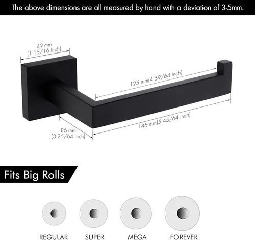 Miniatura 8 de KES Soporte de papel higiénico negro mate Soporte de pared para papel higiénico de baño para Mega Rolls SUS304 acero inoxidable negro mate