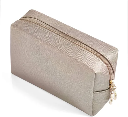 Miniatura 14 de Bolsa de cosméticos de piel sintética para mujer, bolsa de maquillaje minimalista para uso diario, bolsa de almacenamiento portátil, pequeña bolsa