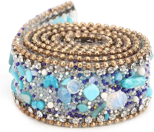 Cinta autoadhesiva con diamantes de imitación de cristal, cadena de cuentas de 16.4 pulgadas para decoración de vestidos de boda, fiesta,