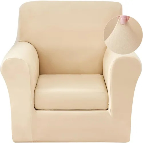 Miniatura 34 de JQinHome Funda elástica para sofá de 2 piezas Fundas para sofá, funda para sillón con funda de cojín separada para silla, protector de muebles