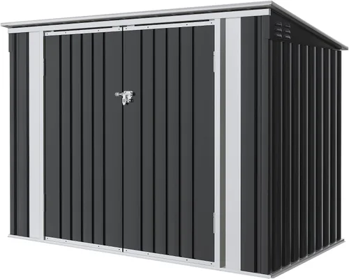 Miniatura 8 de Greesum Cobertizo de almacenamiento para exteriores, 5 x 3 pies, cobertizo de herramientas utilitarias, cobertizo de almacenamiento de metal
