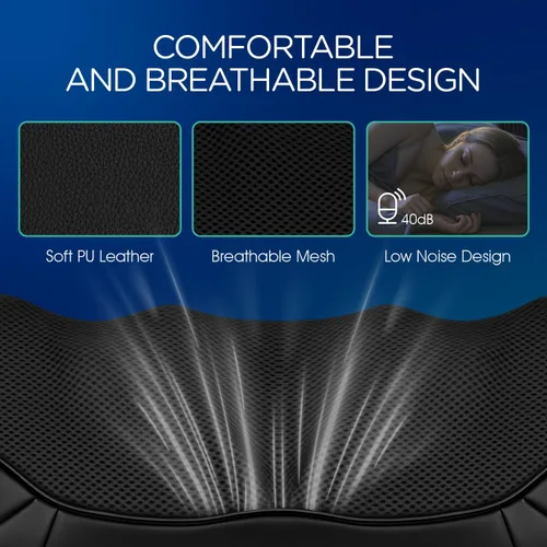 Miniatura 4 de Shiatsu Masajeador de cuello y espalda, masaje eléctrico de tejido profundo 4D para hombros, espalda baja, piernas y cuerpo, alivio del dolor Negro