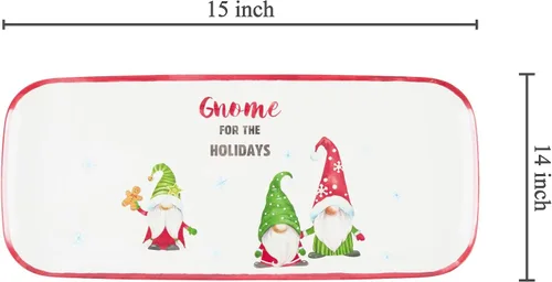 Miniatura 3 de UPware, bandeja de servir de melamina de gnomo navideño, bandeja rectangular de 15 x 6.5 pulgadas, bandeja de comida libre de BPA para entretener