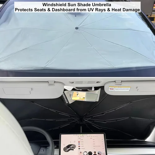 Miniatura 3 de Parasol para parabrisas plegable, universal, hatchback, sedán, SUV 57 x 31.5 Inch Windshield UV Shield for Full Front Window Coverage, Quick