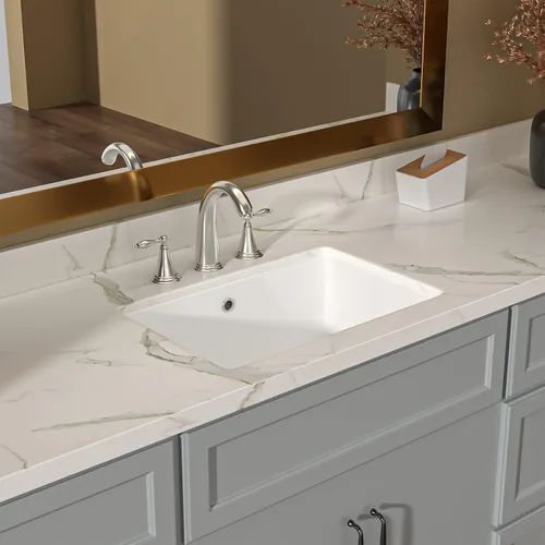 Miniatura 2 de Lordear Fregadero de baño de 18 x 12 pulgadas para empotrar bajo encimera, fregaderos de tocador rectangulares de cerámica de porcelana blanca pura