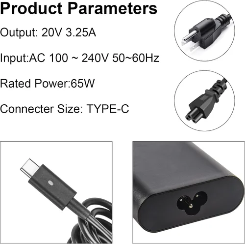 Miniatura 2 de Cargador de portátil USB C de 65 W y 45 W para Dell USB C, Dell XPS 12, XPS 13, Latitude 3540 5420 5430 5440 5450 5520 5530 5540 5550 7400 7410 7420