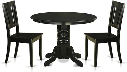 Miniatura 9 de East West Furniture SHDU5-BLK-W - Juego de comedor de 5 piezas para 4 personas, incluye una mesa de cocina redonda con pedestal y 4 sillas
