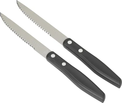 GoodCook Everyday - Cuchillos dentados con mango doble remachado, juego de 2, color negro