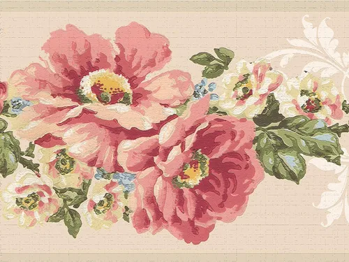 Dundee Deco Papel tapiz para despegar y pegar DDAZBD9341 Damasco rosa verde flores de pared diseño retro, 15 pies x 7 pulgadas (15.0 ft x 7.0 in),