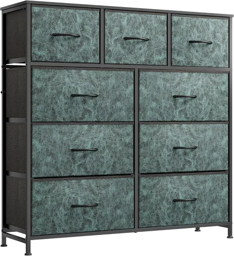 Miniatura 12 de WLIVE Cajonera de tela de 9 cajones, torre de almacenamiento para dormitorio, pasillo, entrada, armario, unidad organizadora de cajones altos