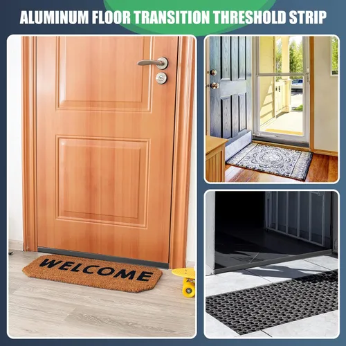Miniatura 6 de Therwen 6 tiras de transición de suelo de aluminio con moldura en T, 36 x 3/4 pulgadas, color negro mate para pisos de vinilo de madera, carpeta