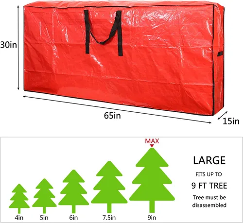 Miniatura 4 de Sattiyrch Bolsa de almacenamiento para árbol de Navidad – Se adapta a árboles desmontados de Navidad de hasta 9 pies con asas reforzadas duraderas