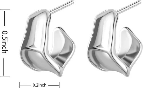 Miniatura 4 de Aretes de aro gruesos de oro para mujer, chapados en oro de 14 quilates y plata, aretes geométricos, aretes colgantes de nudo de moda