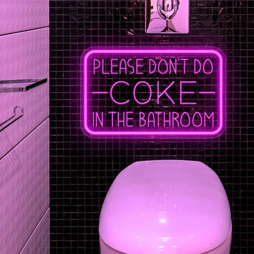Miniatura 4 de Por favor, no hagas cocaína en el baño, letrero de neón para decoración de pared, luz de neón LED alimentada por USB con brillo ajustable, letrero