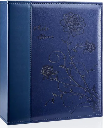Álbum de fotos de 8x10 pulgadas con bolsillos de páginas transparentes, cubierta de cuero, álbum de fotos deslizable para 100 fotos verticales de