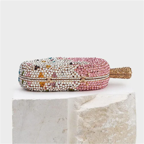 Miniatura 6 de Tngan Bolso de mano de noche con purpurina y diamantes de imitación para mujer, con forma de helado, bolsa de hombro para niña