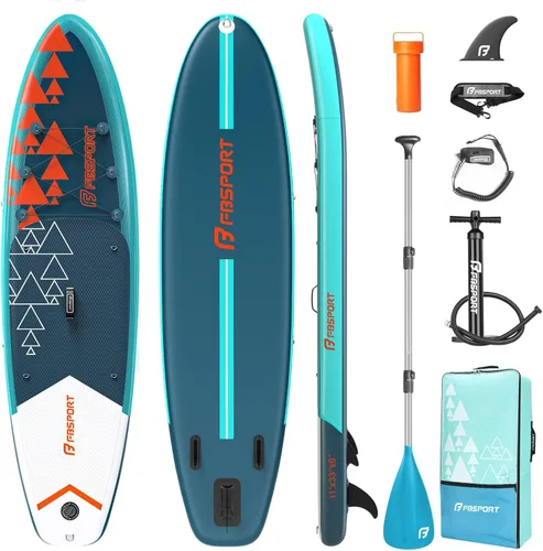 Miniatura 14 de FBSPORT Tabla de remo de pie prémium de 11 pies, tabla de yoga con accesorios de SUP y bolsa de transporte, amplia posición, control de surf, Verde