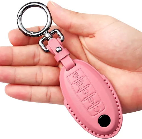 Miniatura 16 de Tukellen Compatible con llave de Nissan, funda de cuero genuino hecha a mano para Altima Pathfinder Armada Murano Maxima Rogue Infinity Smart Remote