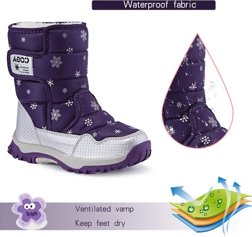 Miniatura 2 de JACKSHIBO Botas de nieve impermeables para niñas y niños (chiquitos y grandes)
