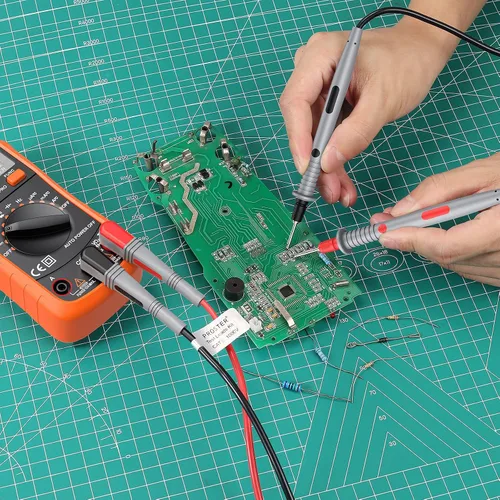 Miniatura 8 de Kit de cables de prueba múltiple Proster - Cable de prueba de multímetro eléctrico con pinzas de caimán, sonda de prueba, agarre de resorte, enchufe