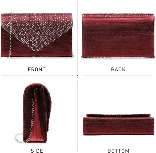Miniatura 4 de Dasein Bolso de mano con satén satinado para mujer, tipo embrague, para noche, bandolera, bolsos, fiesta, graduación, boda, sobre