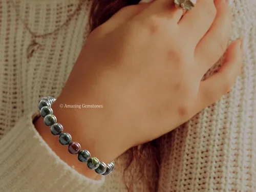 Miniatura 867 de Amazing Gemstone Pulsera de cristal para mujeres y hombres, pulsera de cristal curativo de protección, pulsera elástica con cuentas de piedras