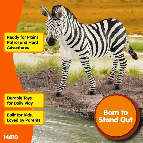 Miniatura 3 de Schleich Wild Life - Figura de cebra femenina realista – Juguete auténtico y altamente detallado de animales salvajes, duradero para la educación