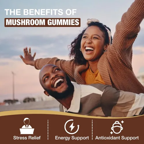 Miniatura 5 de Gomitas de hongos para adultos, suplemento de 10 mezclas de hongos con melena de león, cordyceps, reishi, chaga y cola de pavo para concentración