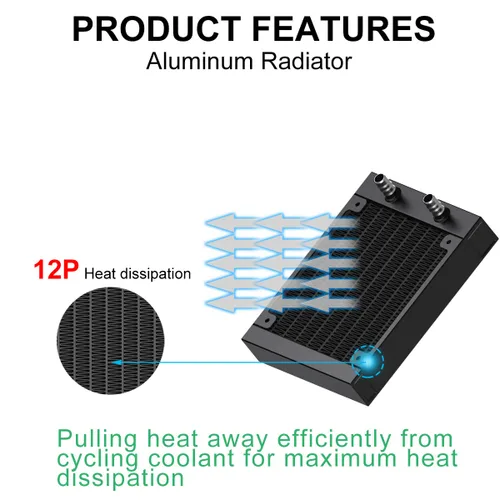 Miniatura 3 de Clyxgs Radiador de refrigeración por agua, radiador intercambiador de calor de aluminio de 12 tubos con tubo para PC CPU, computadora, sistema