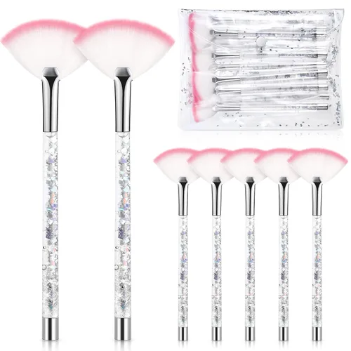 Nuenen 12 cepillos faciales suaves para abanicos, aplicadores de ácido para barro, crema, rubor, maquillaje, cáscara, glicólico, multiuso, Plateado