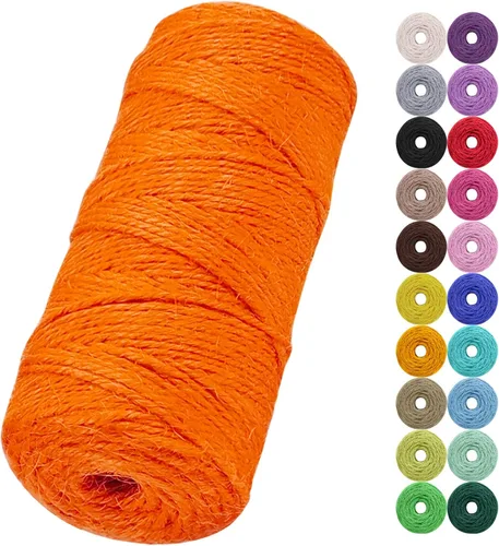 Miniatura 11 de Cuerda de yute natural de 0.079 pulgadas y 328 pies para manualidades, cuerda de yute de colores de 3 capas para envoltura de regalos, jardinería