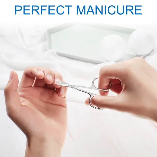 Miniatura 6 de Tijeras curvadas para cutículas, tijeras de manicura de acero inoxidable, tijeras de aseo facial multiusos, tijeras curvadas para uñas, cejas