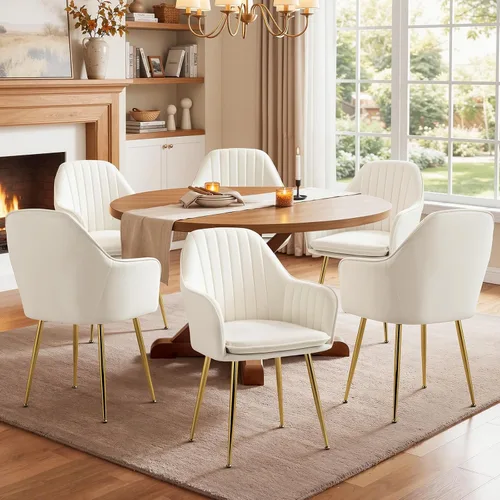 Miniatura 22 de AVAWING Modern Living - Juego de 2 sillas con reposabrazos decorativos para sala de estar, comedor, de terciopelo, tapizado, de mediados de siglo