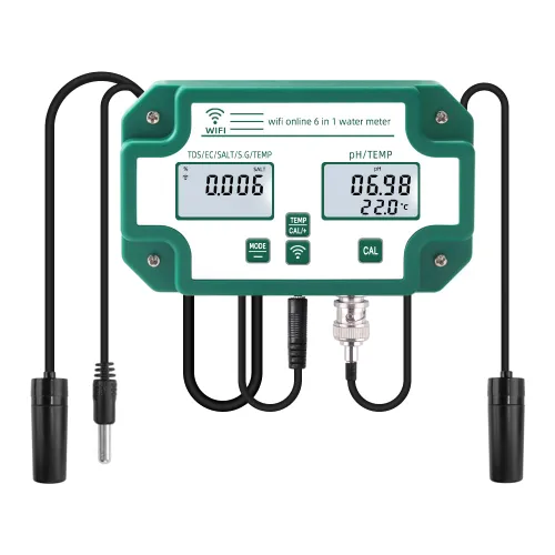 Monitor de pH 6 en 1 Sal Temp S.G TDS EC Probador de calidad de agua, monitor continuo de pH Medidor PPM para acuarios, hidroponía, tanques de