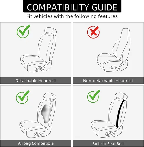 Miniatura 6 de BEITK Paquete de 2 fundas de cuero para asiento delantero de automóvil, protectores universales para asiento de automóvil sin laterales con bolsillo