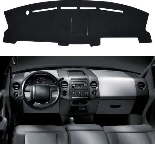Miniatura 12 de SPEEDWOW Tapete para cubierta de tablero de instrumentos compatible con Ford F150 1997-2003 sin sensor climático/sensor de luz