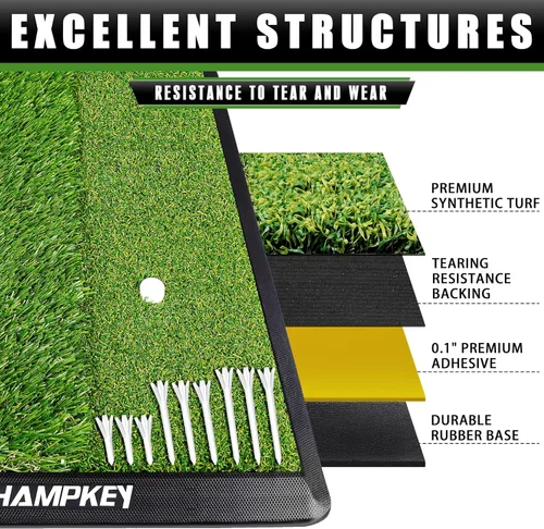 Miniatura 4 de CHAMPKEY Alfombrilla de Golf de Doble Césped Viene con 9 Tees de Golf y 1 Tee de Goma Alfombrilla de Práctica de Golf con Respaldo de Goma