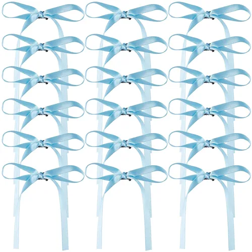 HINZIC 18 pinzas para el cabello con lazo azul de 4.3 pulgadas, cintas largas para Halloween, rave, Navidad, boda, graduación, pasadores de pelo,