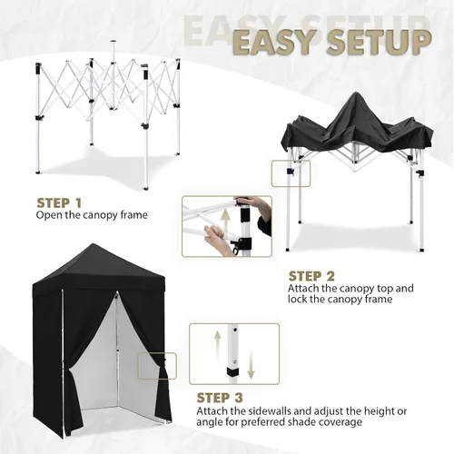 Miniatura 2 de EAGLE PEAK Toldo instantáneo de 5 x 5 con paneles de pared de 4 lados, pequeña tienda de campaña portátil desplegable con bolsa de transporte