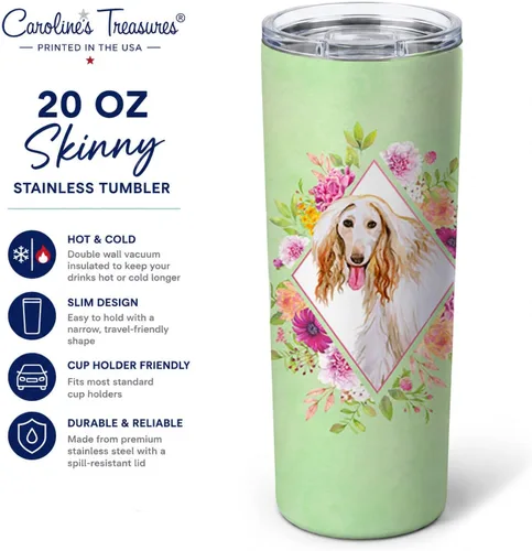 Miniatura 4 de Caroline's Treasures CK4270TBL20 - Vaso delgado de acero inoxidable de 20 onzas con aislamiento al vacío de doble pared, reutilizable
