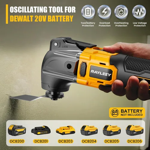 Miniatura 2 de Kit de múltiples herramientas oscilantes compatible con batería DEWALT de 20 V, herramientas oscilantes inalámbricas con motor sin escobillas, 6