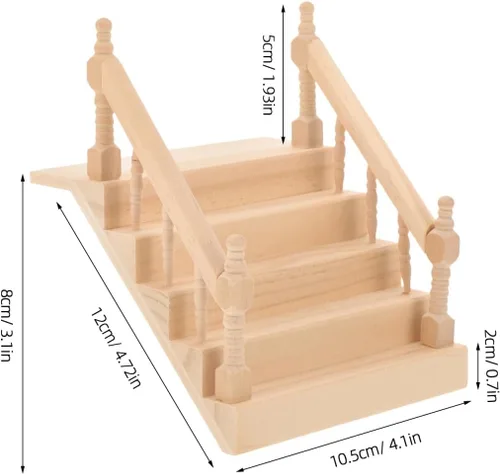 Miniatura 2 de Angoily Miniatura Casa de Muñecas Escalera Escritorio Ornamento Simplemente Escalera Pasamanos Exterior Barandillas