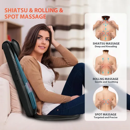 Miniatura 3 de CuPiLo - Masajeador de espalda para alivio del dolor de tejido profundo - Masajeador de espalda Shiatsu con calor para silla, almohadilla de masaje
