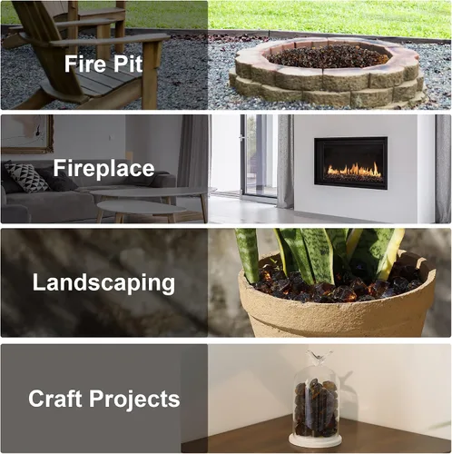 Miniatura 6 de Stanbroil Vidrio de fuego de 10 libras, vidrio de fuego de polígono de 1/2 pulgada para chimenea y paisajismo, ámbar