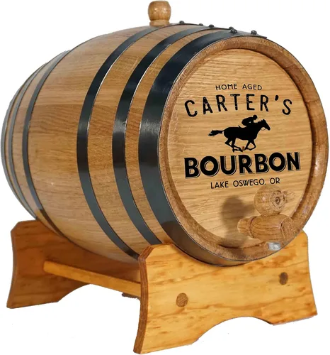 Thousand Oaks Barrel Co. | Barril personalizado de roble blanco americano de 1 litro con soporte, tapón y espita - Para el cervecero casero,