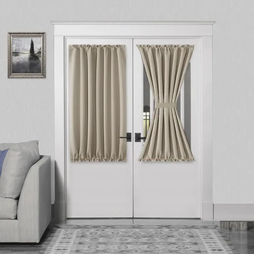 Miniatura 18 de DWCN Cortinas para puerta francesa: cortina térmica con bolsillo para barra para puertas con ventana de vidrio, puertas de cocina y patio