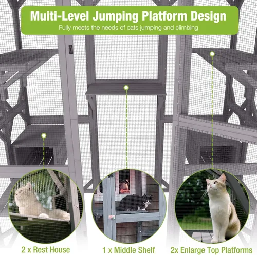 Miniatura 4 de GUTINNEEN Catio - Casa grande para gatos al aire libre en recinto para gatos para interiores, jaula para interiores, corralito con puerta